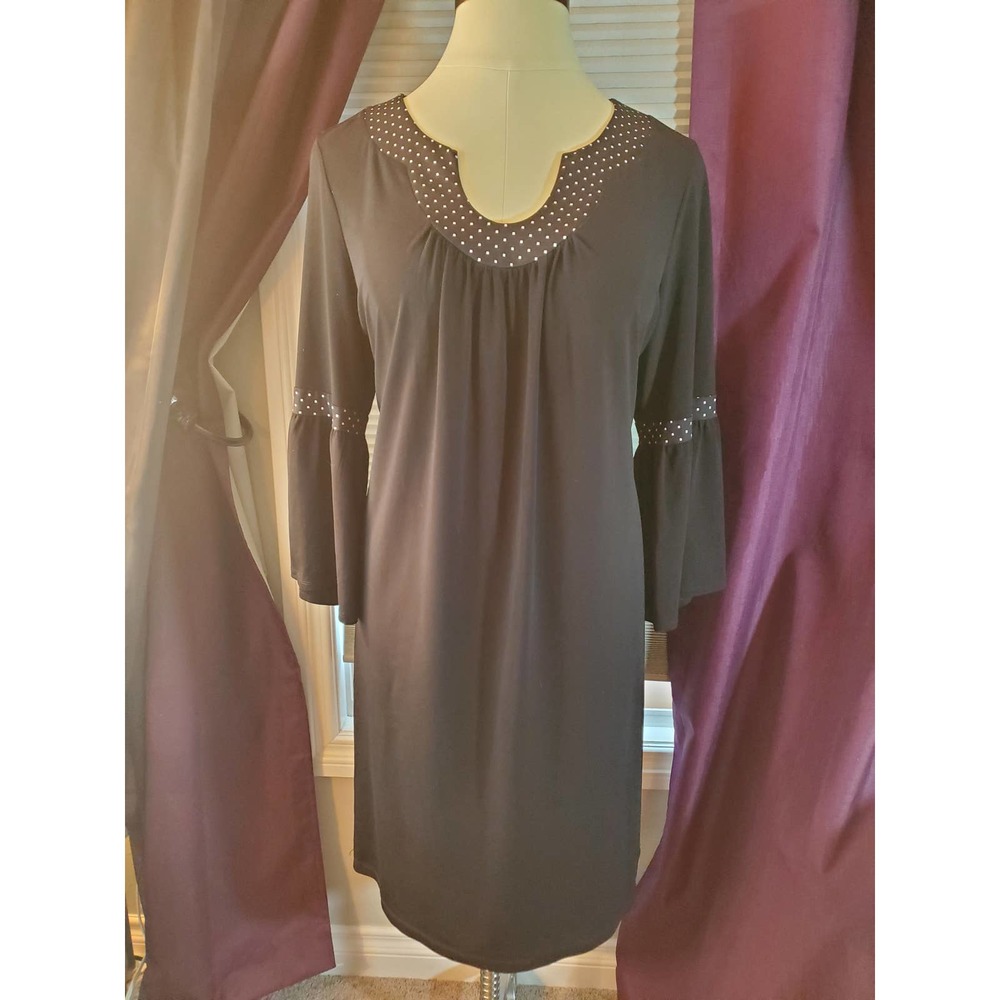 Lane Bryant Size 22/24 Black Swing Dress with Bell Sleeves
